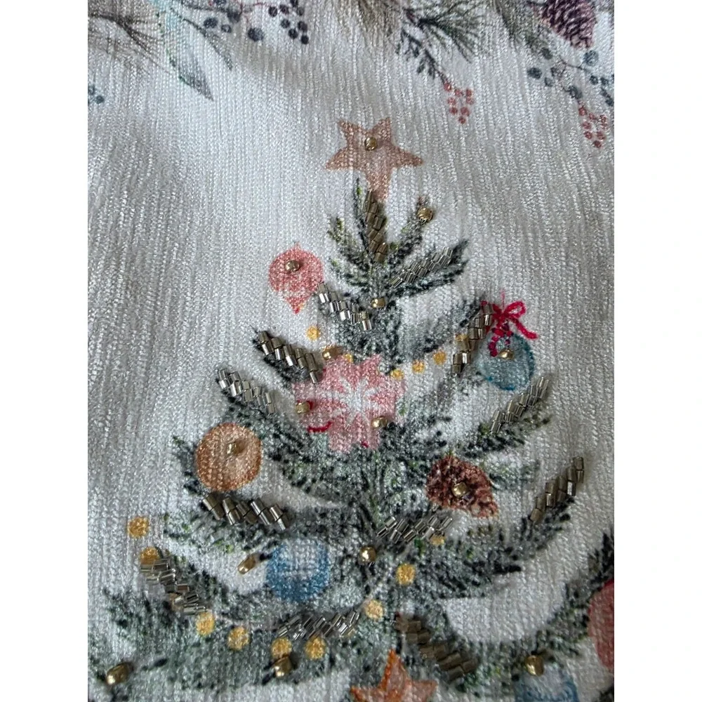 Rachel ashwell beaded tree pink ribbon breast cancer table runner‎ Xmas blue